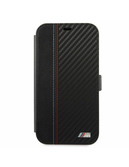 BMW M Collection PU Carbon Stripe dėklas iPhone 12 mini - juodas BMW M Collection PU Carbon Stripe dėklas iPhone 12 mini - juodas