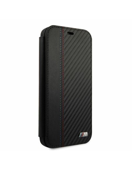 BMW M Collection PU Carbon Stripe dėklas iPhone 12 mini - juodas BMW M Collection PU Carbon Stripe dėklas iPhone 12 mini - juodas