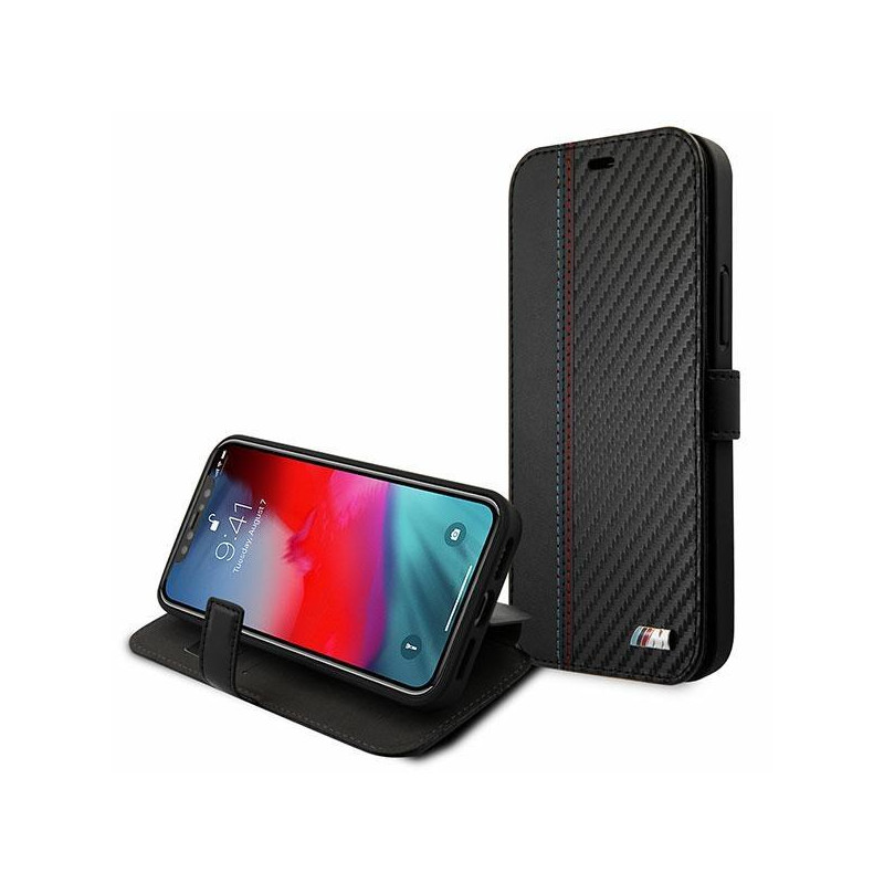 BMW M Collection PU Carbon Stripe dėklas iPhone 12 mini - juodas