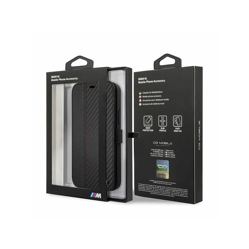 BMW M Collection PU Carbon Stripe dėklas iPhone 12 mini - juodas