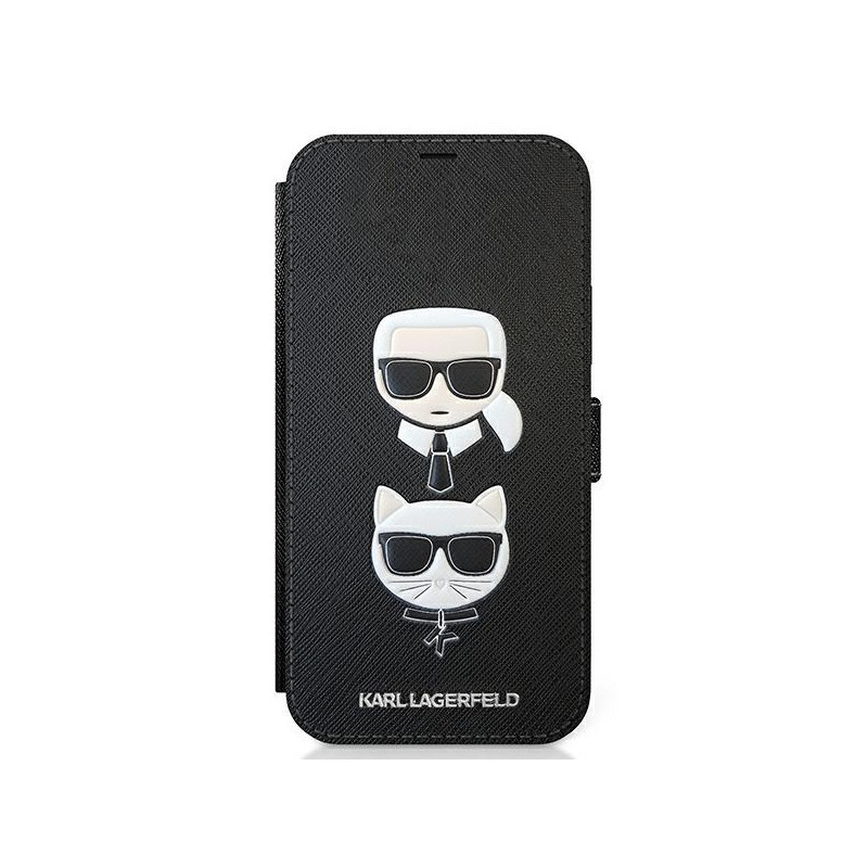 Karl Lagerfeld Saffiano Karl&Choupette dėklas iPhone 12 mini - juodas