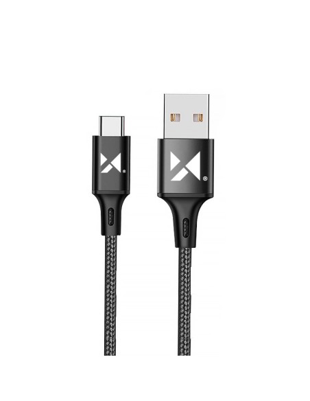 Tvirtas pintas kabelis USB USB-C 2.4A 2m juodas