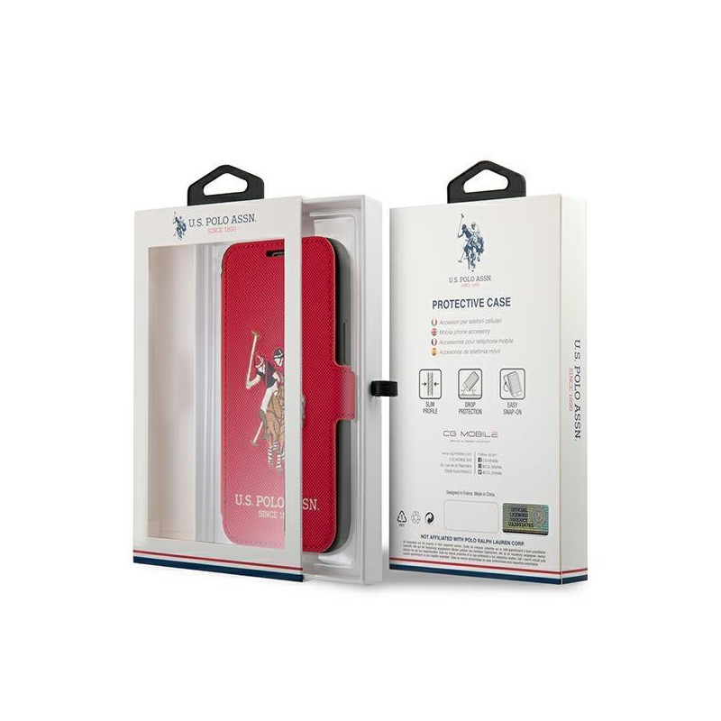 JAV Polo Assn byla Siuvinėjimo kolekcija iPhone 12 / iPhone 12 Pro – raudona