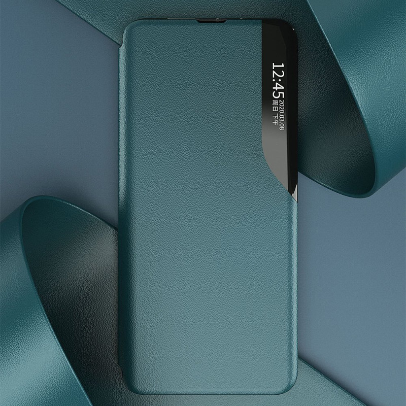Eco Leather View Case elegantiškas dėklas su atvartu ir stovo funkcija, skirta Samsung Galaxy S21+ 5G (S21 Plus 5G) oran...