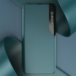 Eco Leather View Case elegantiškas dėklas su atvartu ir stovo funkcija, skirta Samsung Galaxy S21+ 5G (S21 Plus 5G) raud...