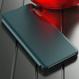 Eco Leather View Case elegantiškas dėklas su atvartu ir stovo funkcija, skirta Samsung Galaxy S21+ 5G (S21 Plus 5G) raud...