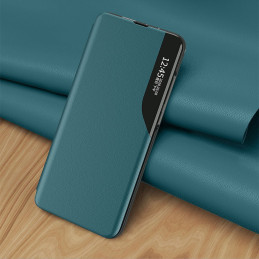 Eco Leather View Case elegantiškas dėklas su atvartu ir stovo funkcija, skirta Samsung Galaxy S21+ 5G (S21 Plus 5G) raud...
