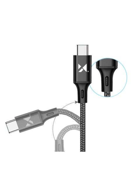 Tvirtas pintas kabelis USB USB-C 2.4A 2m juodas