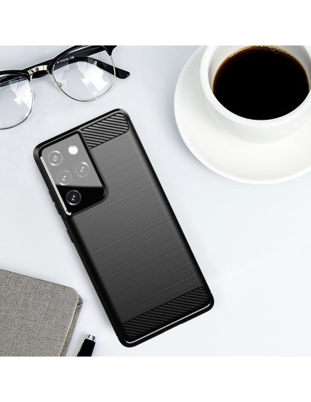 Carbon Case lankstus dangtelis Samsung Galaxy S21 Ultra 5G juodas Carbon Case lankstus dangtelis Samsung Galaxy S21 Ultra 5G juodas