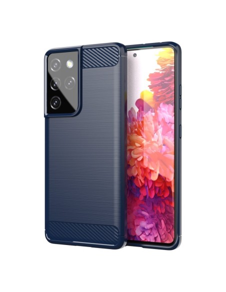 Carbon Case lankstus dangtelis, skirtas Samsung Galaxy S21 Ultra 5G mėlynas