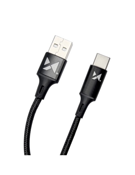 Tvirtas pintas kabelis USB USB-C 2.4A 2m juodas