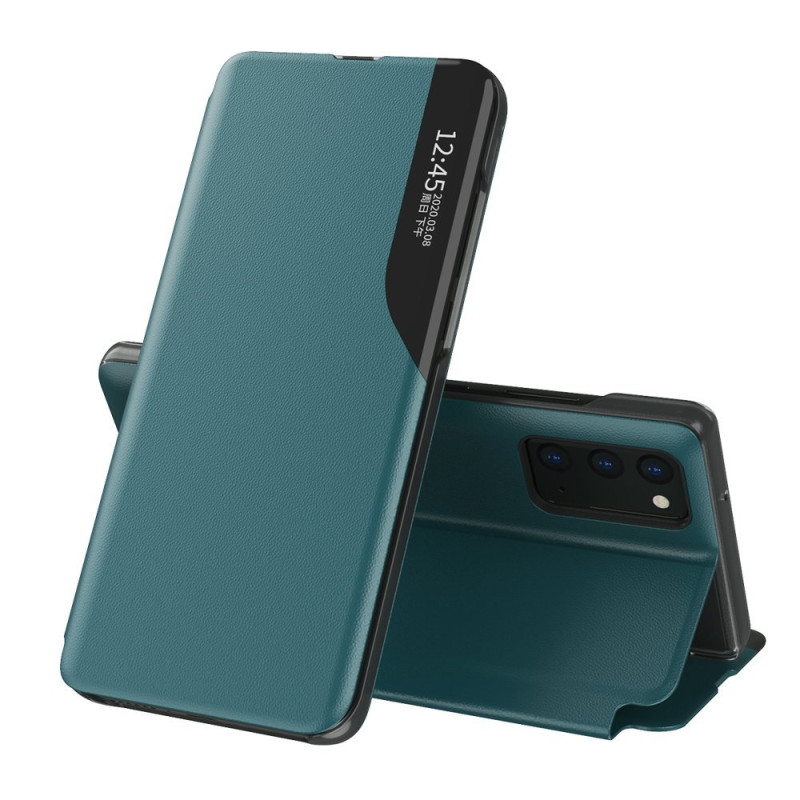 Eco Leather View Case elegantiškas dėklas su atvartu ir stovo funkcija, skirta Samsung Galaxy A72 4G green