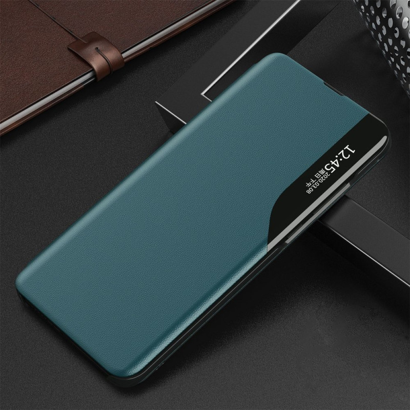 Eco Leather View Case elegantiškas dėklas su atvartu ir stovo funkcija, skirta Samsung Galaxy A72 4G green