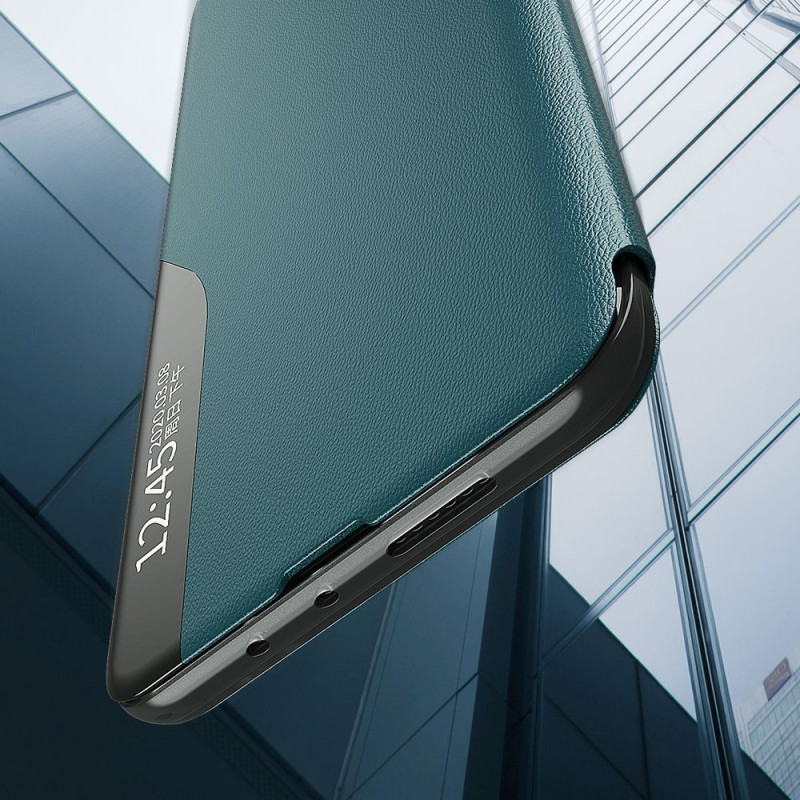 Eco Leather View Case elegantiškas dėklas su atvartu ir stovo funkcija, skirta Samsung Galaxy A72 4G green