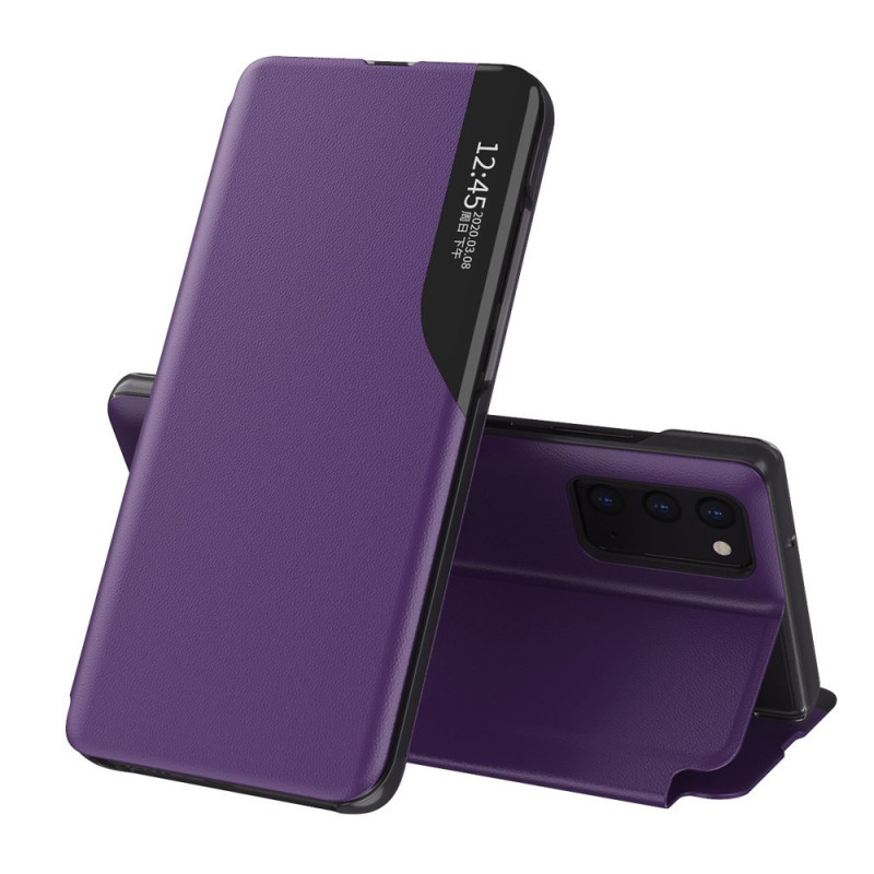 Elegantiškas Eco Leather View Case dėklas su atverčiamu dangteliu ir stovo funkcija, skirta Samsung Galaxy A72 4G purple Elegantiškas Eco Leather View Case dėklas su atverčiamu dangteliu ir stovo funkcija, skirta Samsung Galaxy A72 4G purple