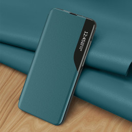 Elegantiškas Eco Leather View Case dėklas su atverčiamu dangteliu ir stovo funkcija, skirta Samsung Galaxy A72 4G purple