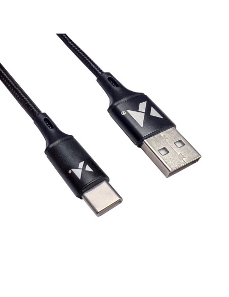 Tvirtas pintas kabelis USB USB-C 2.4A 2m juodas