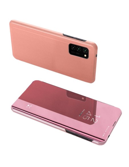 Clear View Case atverčiamas dangtelis, skirtas Samsung Galaxy A72 4G rožinis