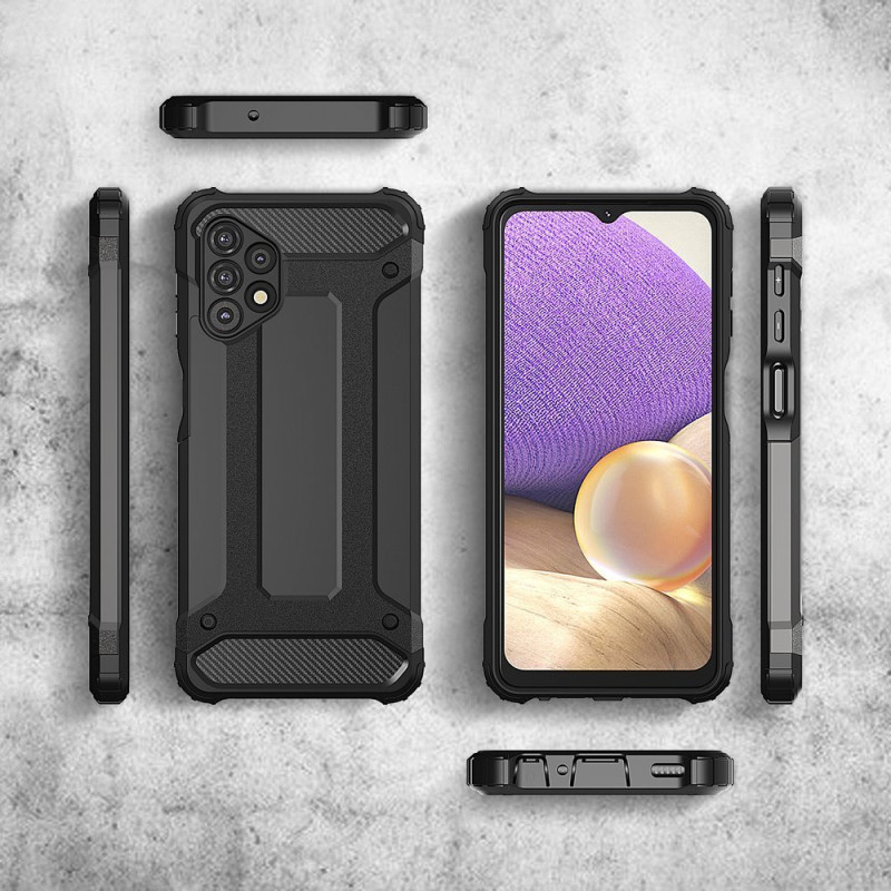 Hybrid Armor šarvuotas hibridinis dėklo dangtelis, skirtas Samsung Galaxy A32 5G juodas