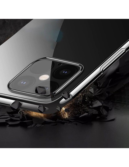 Skaidrios spalvos dėklo gelio dangtelis su metaliniu rėmeliu, skirtas Samsung Galaxy S21+ 5G (S21 Plus 5G) juodas