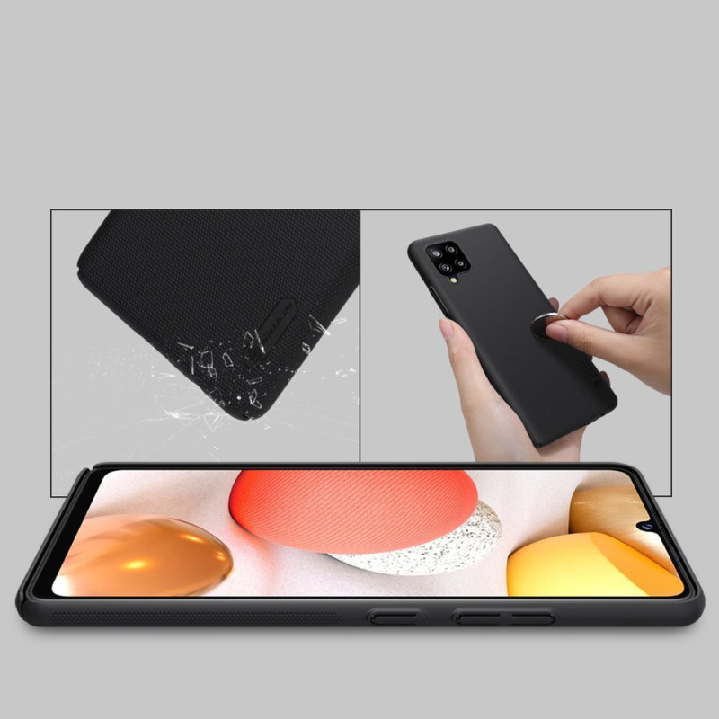 Nillkin Super Frosted Shield sustiprintas dėklo dangtelis, skirtas Samsung Galaxy A42 5G juodas
