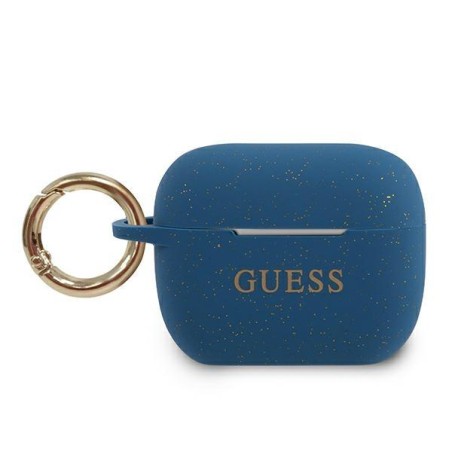 Guess Silicone Glitter dėklas, skirtas AirPods Pro – mėlynas