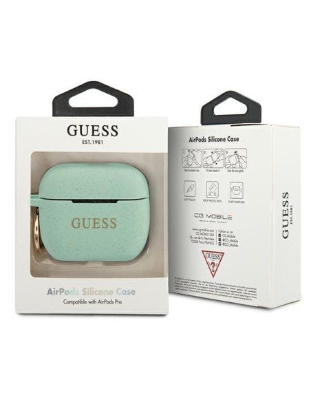 Guess Silicone Glitter dėklas, skirtas AirPods Pro – žalias Guess Silicone Glitter dėklas, skirtas AirPods Pro – žalias