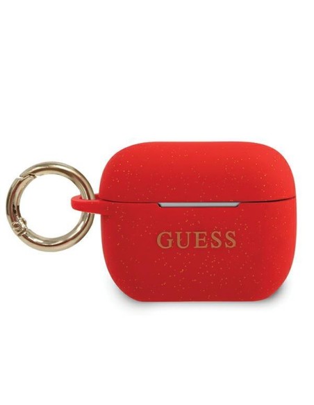 Guess Silicone Glitter dėklas, skirtas AirPods Pro – raudonas Guess Silicone Glitter dėklas, skirtas AirPods Pro – raudonas