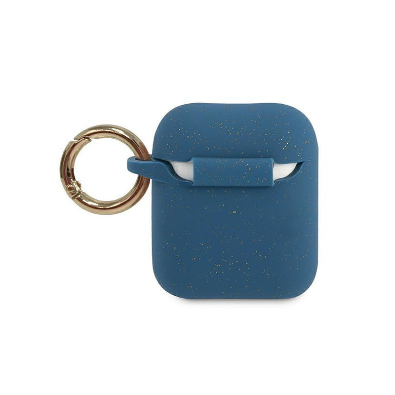 Guess Silicone Glitter dėklas, skirtas AirPods 1/ 2 – mėlynas