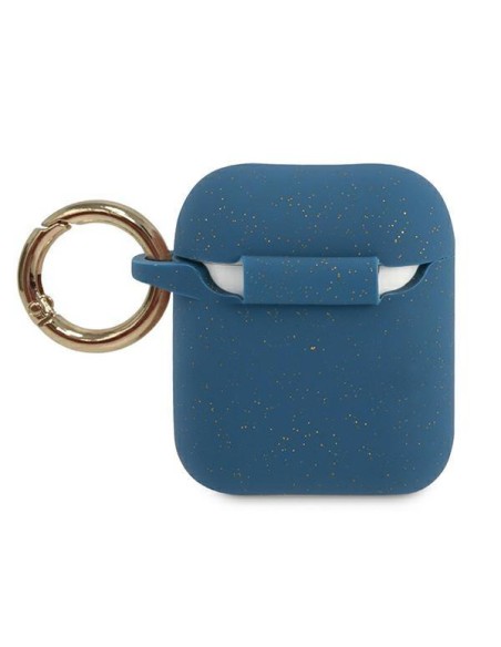 Guess Silicone Glitter dėklas, skirtas AirPods 1/ 2 – mėlynas Guess Silicone Glitter dėklas, skirtas AirPods 1/ 2 – mėlynas