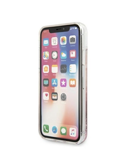 Karl Lagerfeld Glitter Signature dėklas iPhone X/ Xs - rožinis ir auksinis Karl Lagerfeld Glitter Signature dėklas iPhone X/ Xs - rožinis ir auksinis