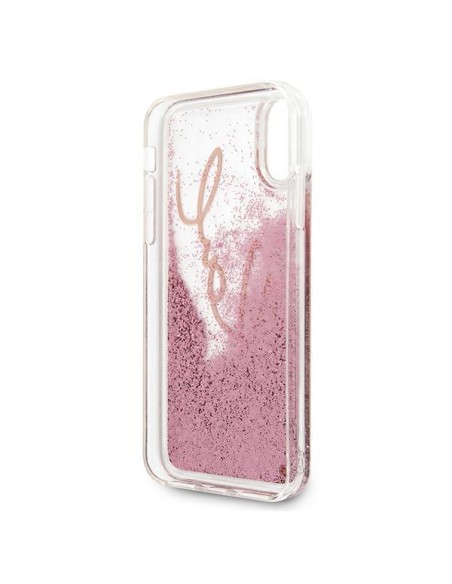 Karl Lagerfeld Glitter Signature dėklas iPhone X/ Xs - rožinis ir auksinis Karl Lagerfeld Glitter Signature dėklas iPhone X/ Xs - rožinis ir auksinis
