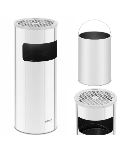 Miesto lauko šiukšliadėžė su peleninės skersmuo. 250 x 605 mm PLIENAS sidabras