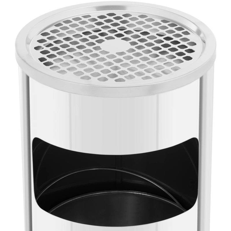 Miesto lauko šiukšliadėžė su peleninės skersmuo. 250 x 605 mm PLIENAS sidabras