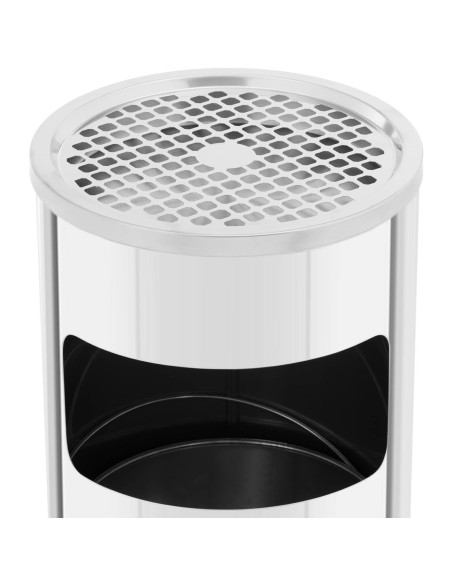 Miesto lauko šiukšliadėžė su peleninės skersmuo. 250 x 605 mm PLIENAS sidabras