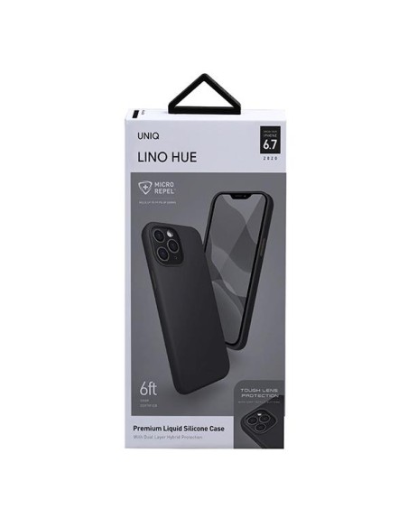 Uniq Lino Hue dėklas, skirtas iPhone 12 Pro Max - juodas Uniq Lino Hue dėklas, skirtas iPhone 12 Pro Max - juodas