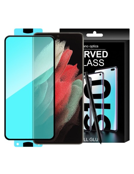 3D Edge Nano Flexi Glass Stiklo plėvelė viso ekrano grūdintas stiklas su rėmeliu Samsung Galaxy S21 Ultra 5G Transparent