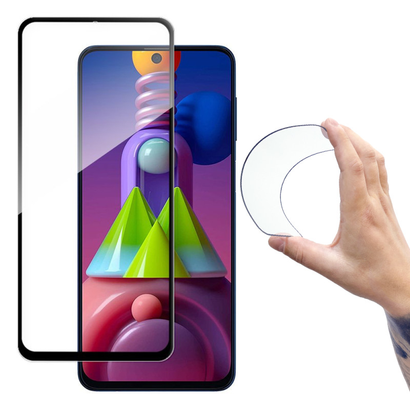 Wozinsky Full Cover Flexi Nano Glass Film grūdintas stiklas su rėmeliu, skirtas Samsung Galaxy M51 Black