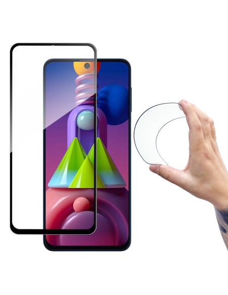 Wozinsky Full Cover Flexi Nano Glass Film grūdintas stiklas su rėmeliu, skirtas Samsung Galaxy M51 Black