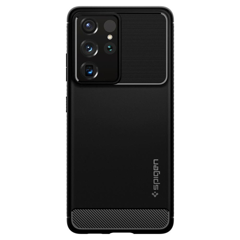 Spigen Rugged Armor dėklas, skirtas Samsung Galaxy S21 Ultra - matinė juoda