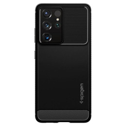 Spigen Rugged Armor dėklas, skirtas Samsung Galaxy S21 Ultra - matinė juoda