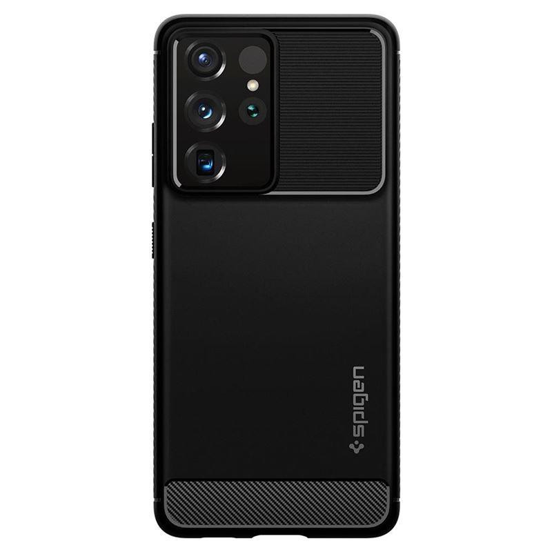 Spigen Rugged Armor dėklas, skirtas Samsung Galaxy S21 Ultra - matinė juoda