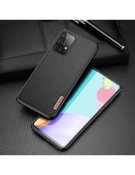 Dux Ducis Fino dėklo dangtelis, padengtas nailono medžiaga, skirtas Samsung Galaxy A72 4G juodas