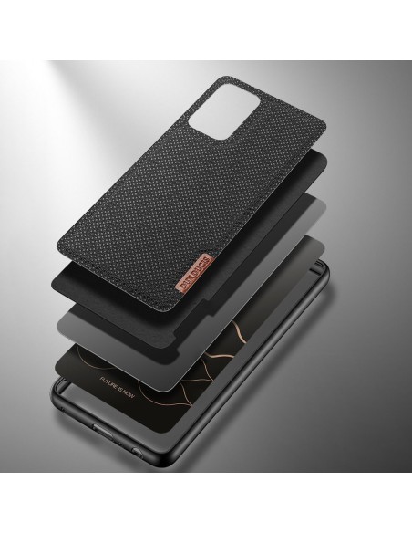 Dux Ducis Fino dėklo dangtelis, padengtas nailono medžiaga, skirtas Samsung Galaxy A72 4G juodas