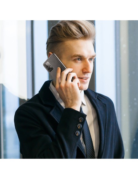 Dux Ducis Fino dėklo dangtelis, padengtas nailono medžiaga, skirtas Samsung Galaxy A72 4G juodas