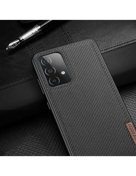 Dux Ducis Fino dėklo dangtelis, padengtas nailono medžiaga, skirtas Samsung Galaxy A72 4G juodas