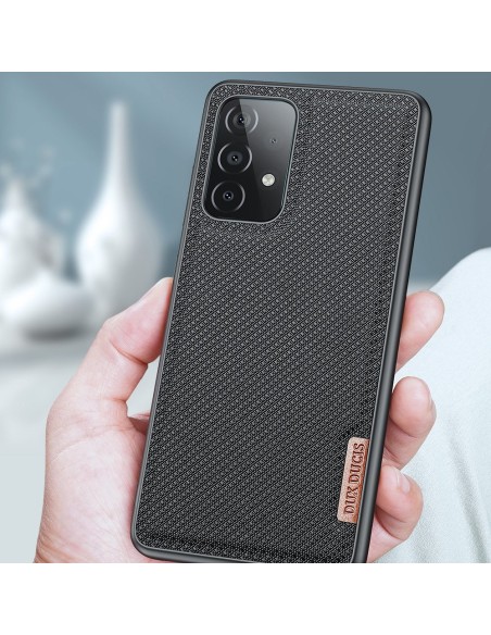 Dux Ducis Fino dėklo dangtelis, padengtas nailono medžiaga, skirtas Samsung Galaxy A72 4G juodas