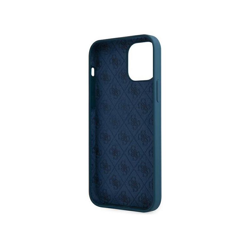 Guess Metal Logo Script dėklas, skirtas iPhone 12 Pro Max - mėlynas