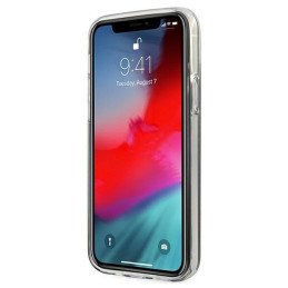 Guess Glitter Gradient Script dėklas, skirtas iPhone 12 Pro Max - juodas
