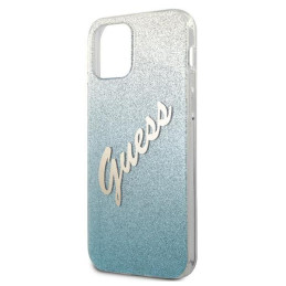 Guess Glitter Gradient Script dėklas, skirtas iPhone 12 Pro Max - mėlynas